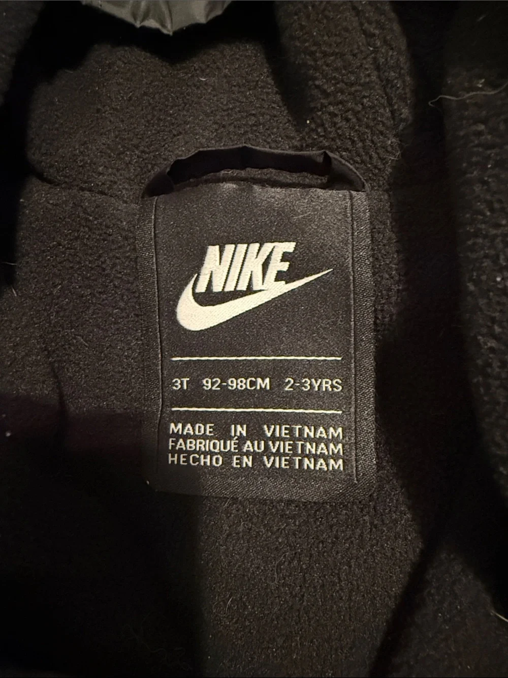 Nike Black Hooded Kids Rain Jacket with White Logo